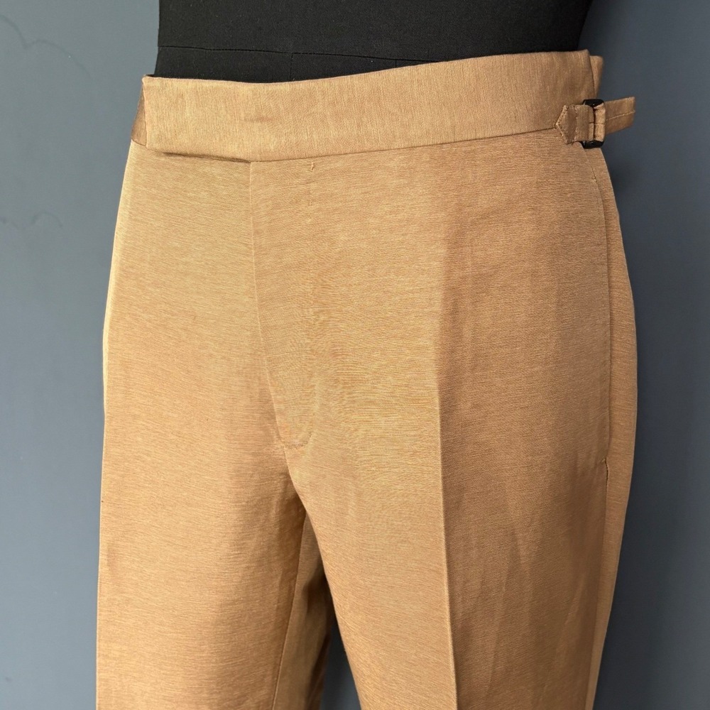 Tom Ford Atticus Beige Silk Linen Twill Trousers Side Adjusters | Size 32x31